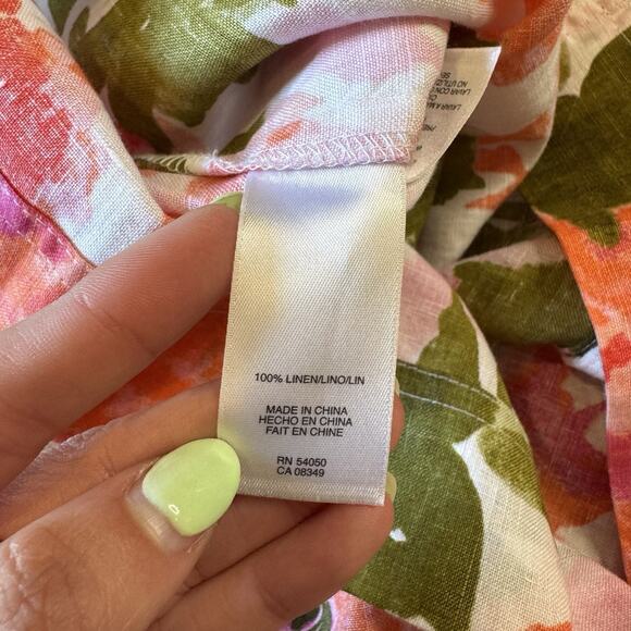 Jones New York Sport 100% Linen Floral Button Down 3/4 Sleeve Blouse Top Sz XL - Picture 7 of 8
